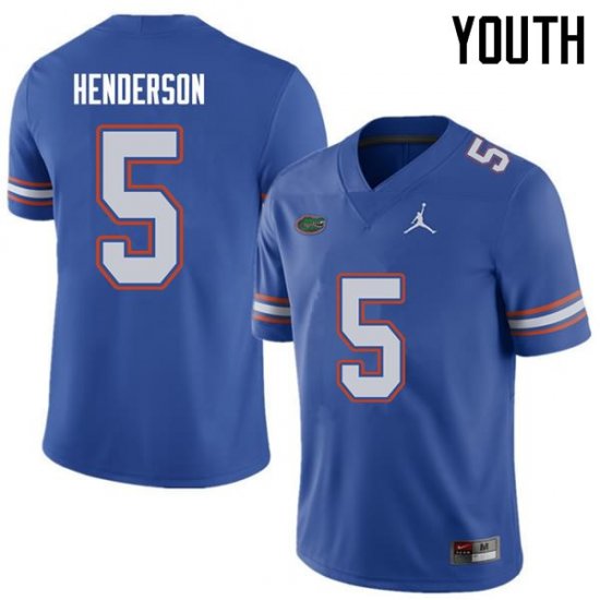 Youth Florida Gators #5 CJ Henderson NCAA Jordan Brand Royal Authentic Stitched College Football Jersey JBY8262OX